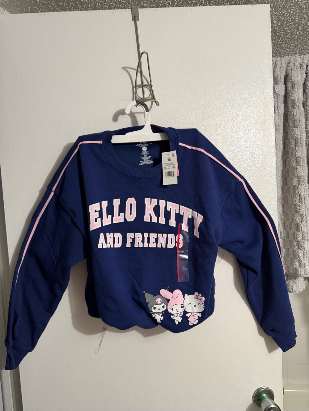 Hello Kitty Navy Sweatshirt with Pink Trim and Characters